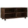 vidaXL TV Unit with Wheels Smoked Oak Engineered Wood 35.4x13.8x13.8 in