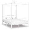 vidaXL Bed Frame White Metal Super King Bed Frame Rectangular
