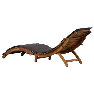vidaXL Sun Lounger with Cushion Solid Acacia Wood Dark Gray