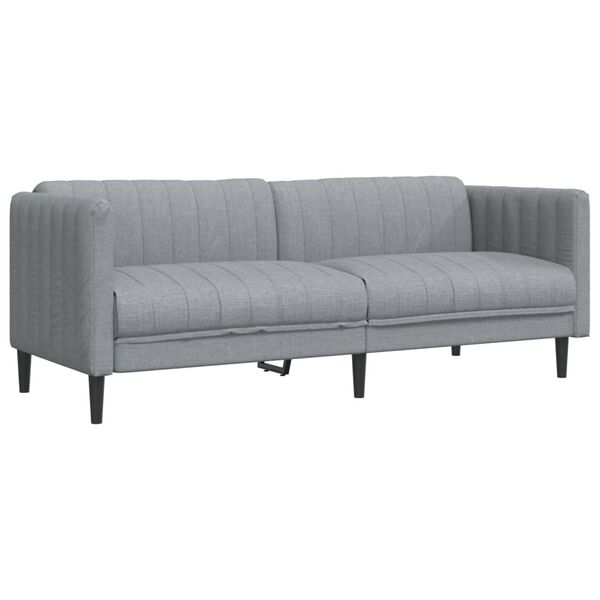 vidaXL Sofa Light grey Fabric (100% polyester), plywood, solid wood