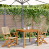 vidaXL Garden Chair Set of 2 Beige Solid Acacia Wood, Poly Rattan