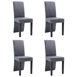 vidaXL Dining Chair Set of 4 Grey Faux suede and wood Standard Modern