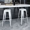 vidaXL Bar Stool Set of 2 White Steel 16.9 x 16.9 x 29.9 in Footrest