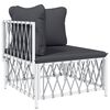 vidaXL Garden Lounge Set White Woven fabric, powder-coated steel, textilene