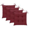 vidaXL Patio Chair Set of 4 Teak with Wine Red Cushions