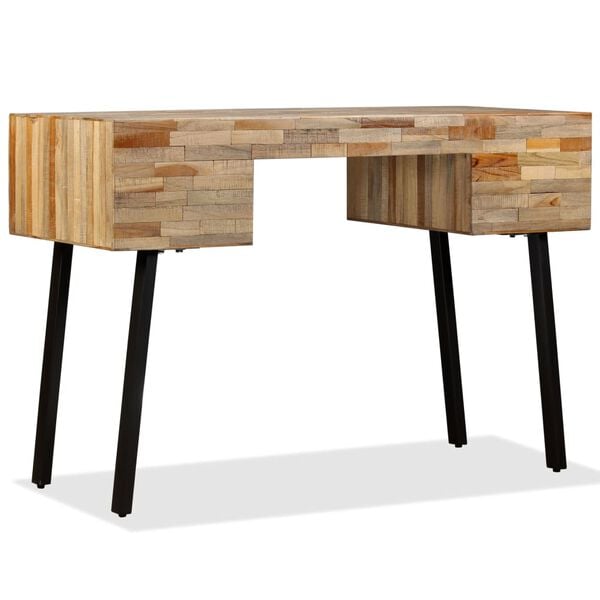 vidaXL Writing Desk Reclaimed Wood Reclaimed Teak, Steel 43.3 in desk