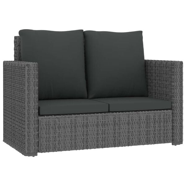 vidaXL Sofa Set Grey and dark grey PE rattan, powder-coated steel