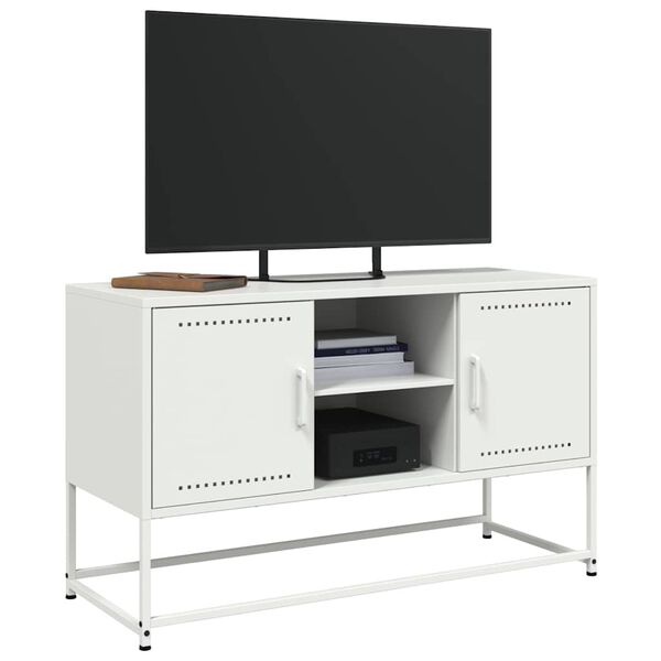 vidaXL TV Cabinet White Steel 39.6 x 15.4 x 23.8 in TV Cabinet
