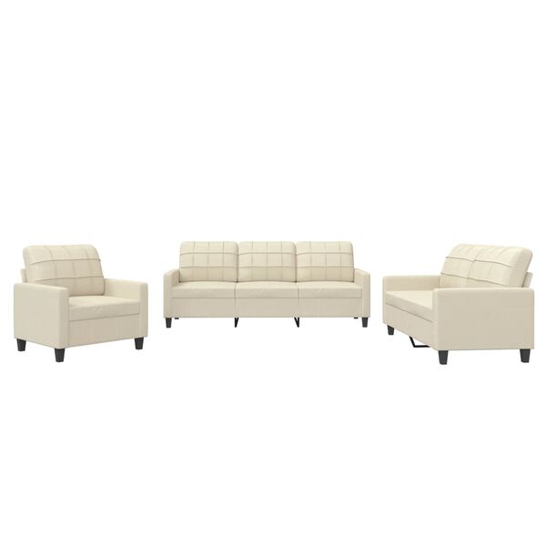 vidaXL Sofa Set Cream 75% polyvinylchloride, 20% polyester, 5% cotton