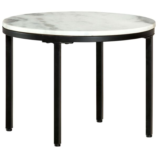 vidaXL Table White and Black Marble, Powder-Coated Steel Medium Durable
