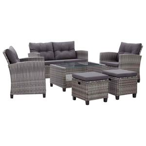 vidaXL Garden Sofa Set of 6 Dark grey