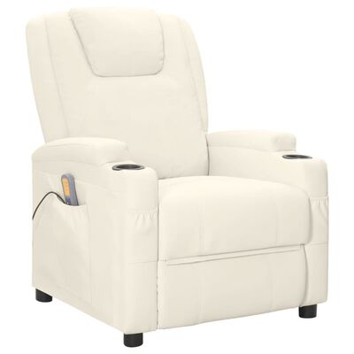 Vidaxl Massage Reclining Chair Cream, Faux Leather Reclining Massage Chair