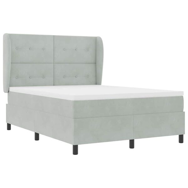 vidaXL Box Spring Bed Light Grey 78.74 x 62.99 in Polyester