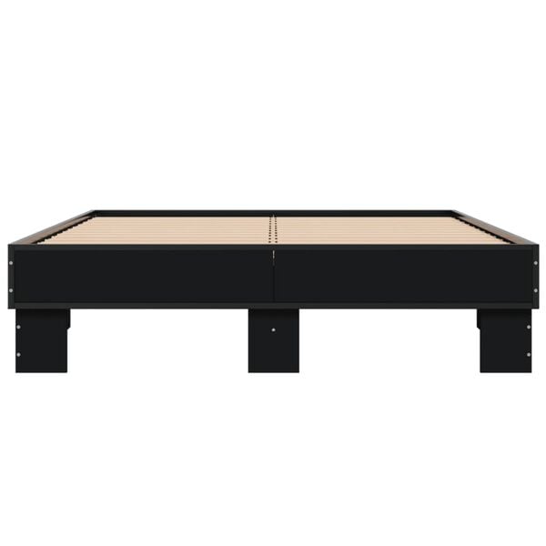 vidaXL Bed Frame Black Engineered wood, metal, plywood Double Durable