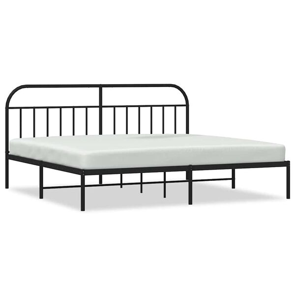 vidaXL Bed Frame Black Powder-Coated Steel Full Bed Frame Rectangular