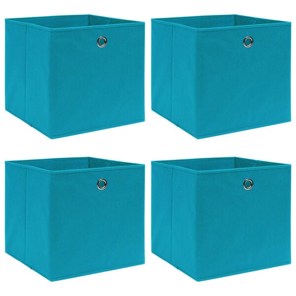 vidaXL Storage Box Set of 4 Baby Blue Non-woven fabric (100% polyester)