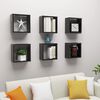 vidaXL Cube Shelf Set of 6 Glossy black Engineered wood Compact