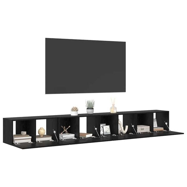 vidaXL TV Cabinet Set 4 pcs Black Oak 23.62 x 11.81 x 11.81 in