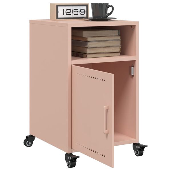 vidaXL Bedside Cabinet Set of 2 Pink Cold-rolled steel Small