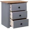 vidaXL Bedside Cabinet Grey and Natural Solid Pine Wood 18.1x15.7x22.4 in