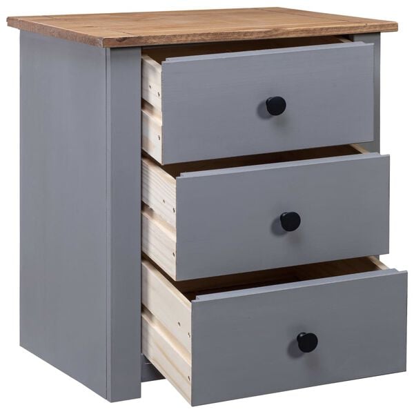 vidaXL Bedside Cabinet Grey and Natural Solid Pine Wood 18.1x15.7x22.4 in