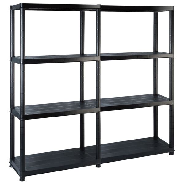 vidaXL Storage Shelf 4-Tier Black 48.0x12.0x51.2" Plastic (2x147683)