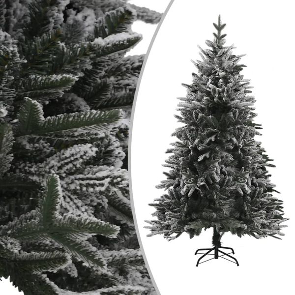 vidaXL Artificial Christmas Tree Green with flocked white snow