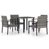 vidaXL Dining Set Grey Poly rattan 5 Piece Set Light Weight Dining Set