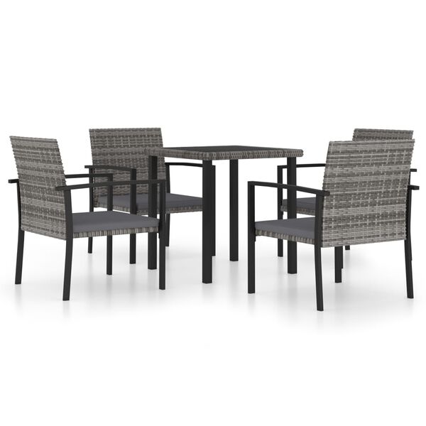 vidaXL Dining Set Grey Poly rattan 5 Piece Set Light Weight Dining Set