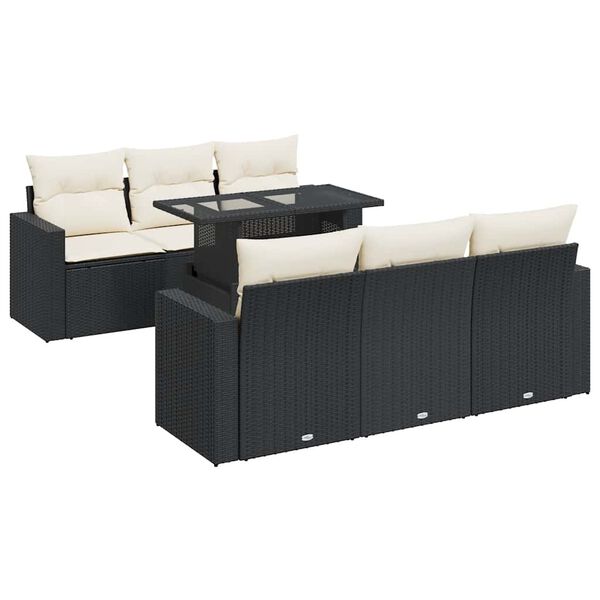 vidaXL Garden Sofa Set Black, Cream White