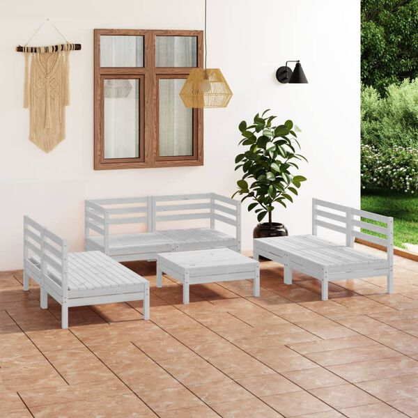 vidaXL Garden Lounge Set White Solid Pinewood Medium Modular