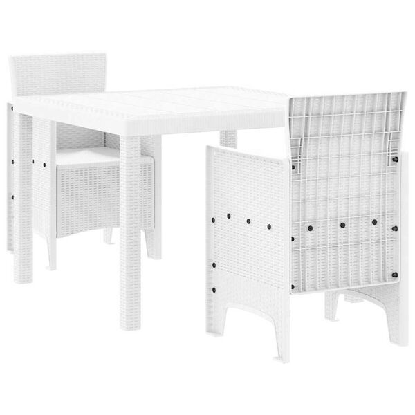 vidaXL Garden Dining Set 3 pcs White Polt rattan