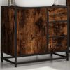 vidaXL Bathroom Sink Cabinet Smoked Oak Engineered Wood, Metal Medium