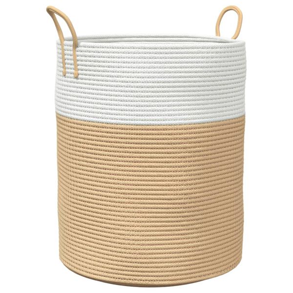 vidaXL Storage Basket Beige and white Woven cotton rope Medium
