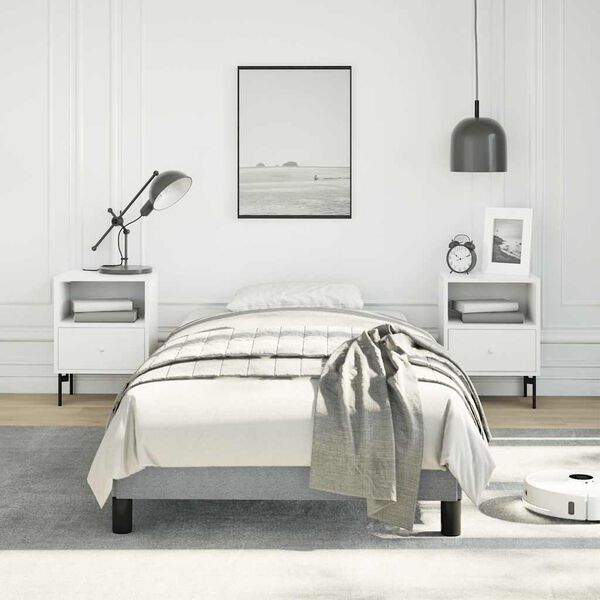 vidaXL Bed Frame Light Gray Polyester Twin Bed Frame Rectangular