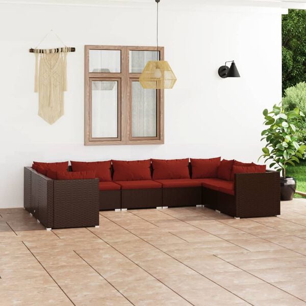 vidaXL Garden Lounge Set Brown PE rattan Large Modular