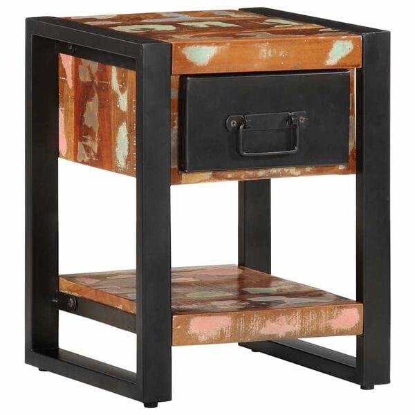 vidaXL Bedside Cabinet Multicolor Solid reclaimed wood, iron