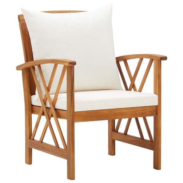vidaXL Garden Lounge Set Cream White, Natural Wood Solid Acacia Wood Tough