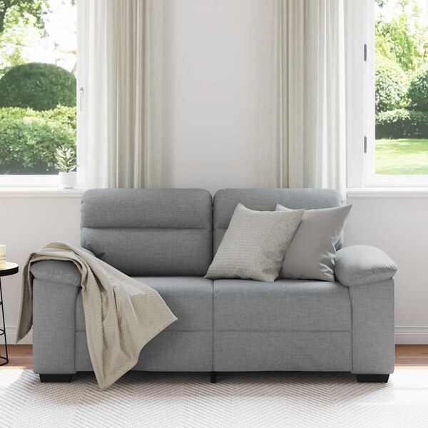 vidaXL 2-seater Sofa Light grey Polyester fabric, metal, plywood, solid wood