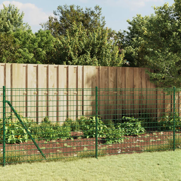 vidaXL Wire Mesh Fence with Spike Anchors Green 3.3x82.0'