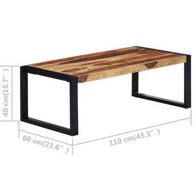 vidaXL Coffee Table 43.3"x23.6"x15.7" Solid Sheesham Wood