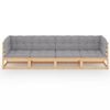 vidaXL Garden Sofa Grey Solid Pinewood, Fabric 4-Seater Modular