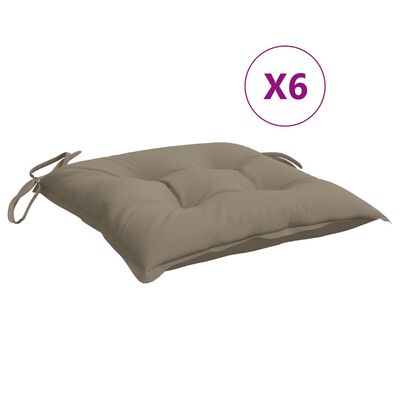 vidaXL Chair Cushions 6 pcs Taupe 19.7"x19.7"x2.8" Oxford Fabric