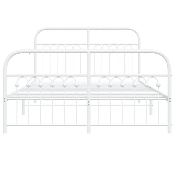vidaXL Bed Frame White Steel Double Bed Frame Rectangular
