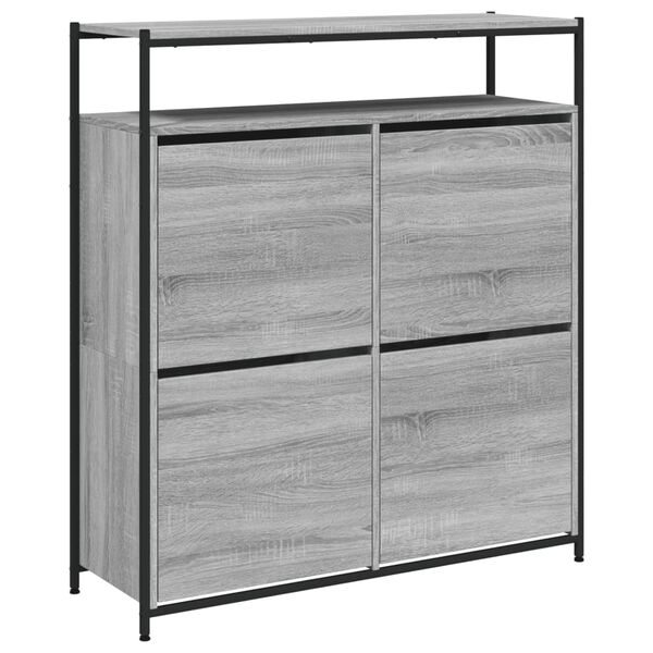 vidaXL Shoe Cabinet Grey sonoma Engineered wood Large Minimalistic