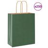 vidaXL Paper Bags 250 pcs with Handles Green 18x8x22 cm