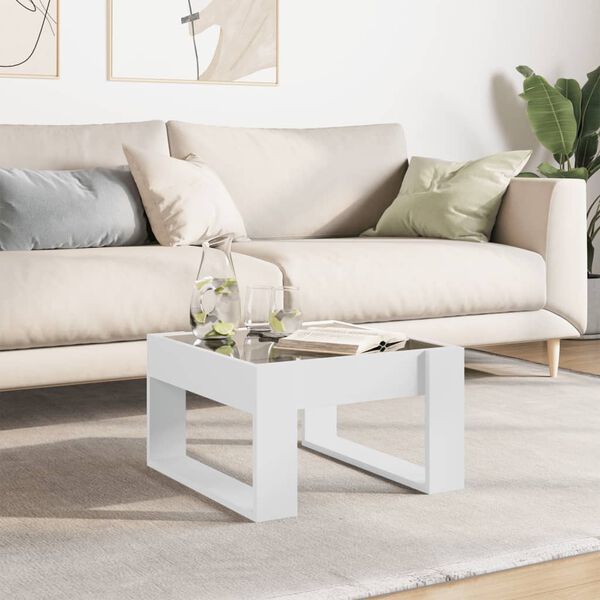 vidaXL Coffee Table White Engineered wood and glass Medium Coffee Table