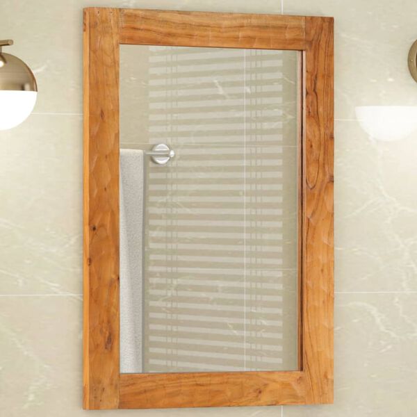 vidaXL Bathroom Mirror Brown Solid Acacia wood, Glass Medium