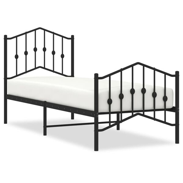 vidaXL Bed Frame Black Powder-Coated Steel Small Single Bed Frame