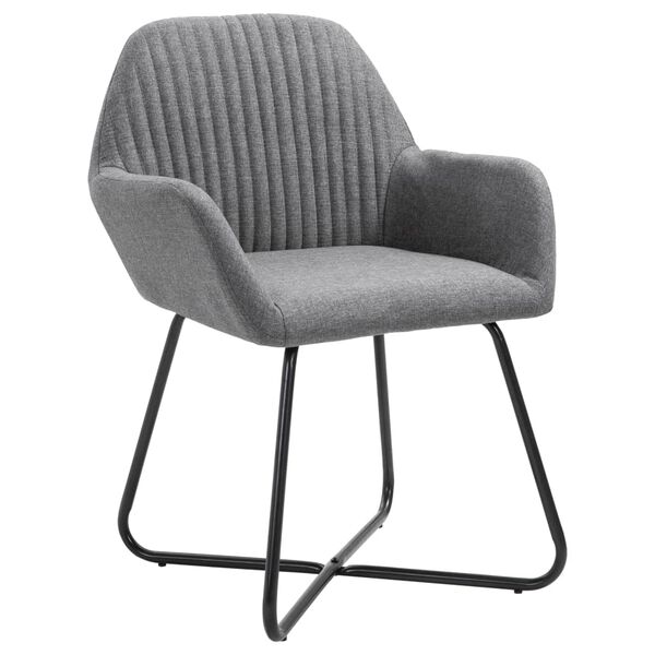 vidaXL Dining Chair Set of 4 Dark Grey Fabric and powder-coated steel